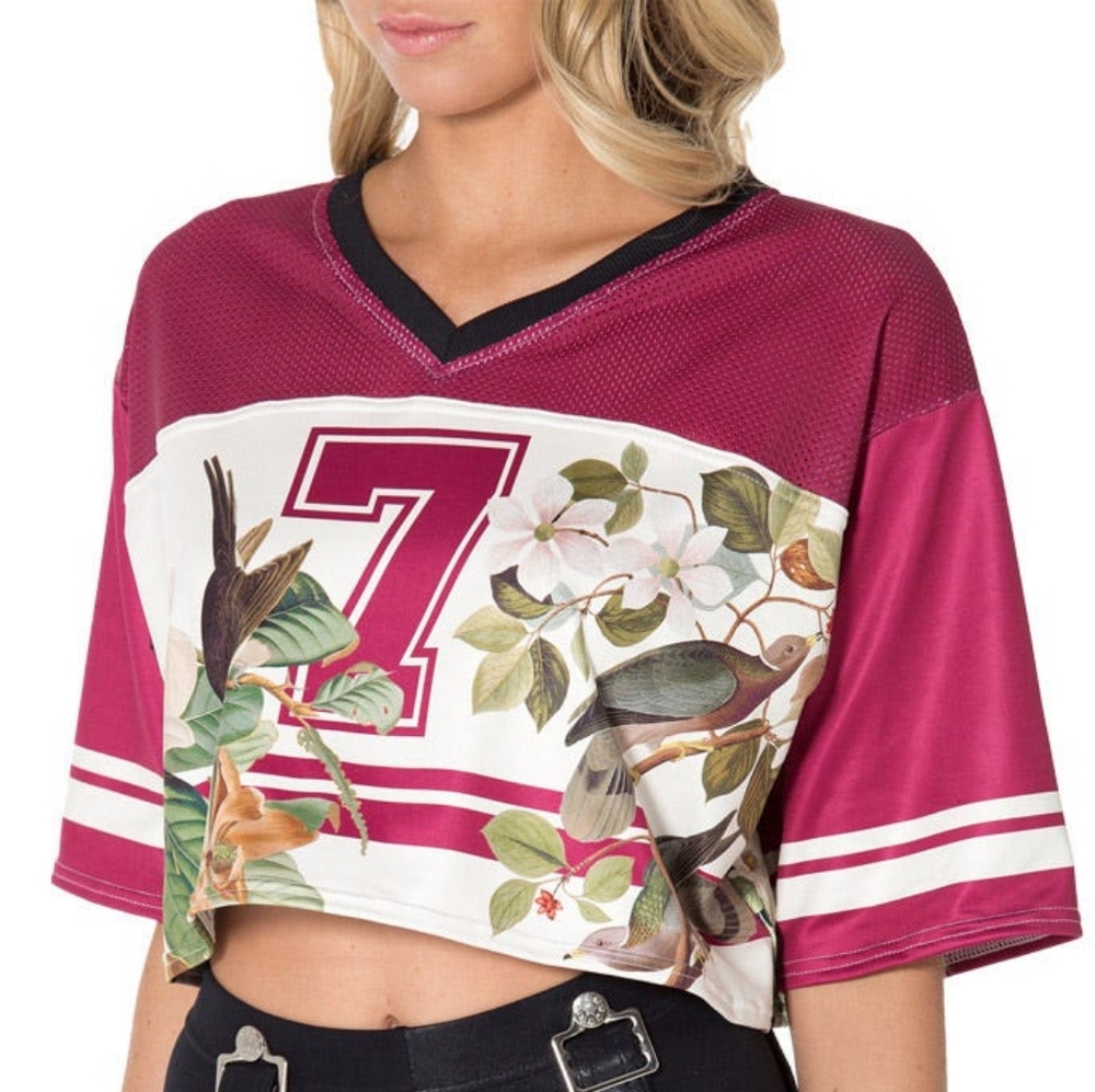 Blackmilk Birds of America Touchdown Crop Jersey / Size Medium